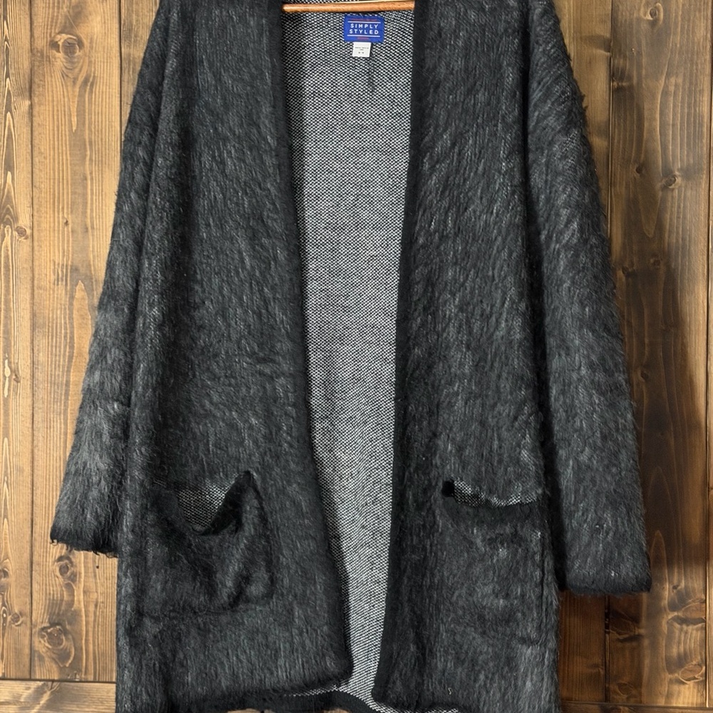 Simply Styled Black Fuzzy Cardigan